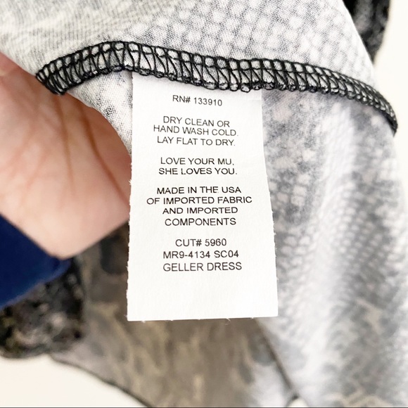 Show Me Your MuMu Geller Mini Tie Swing Dress Python Black Cream XS NWT - Picture 10 of 14